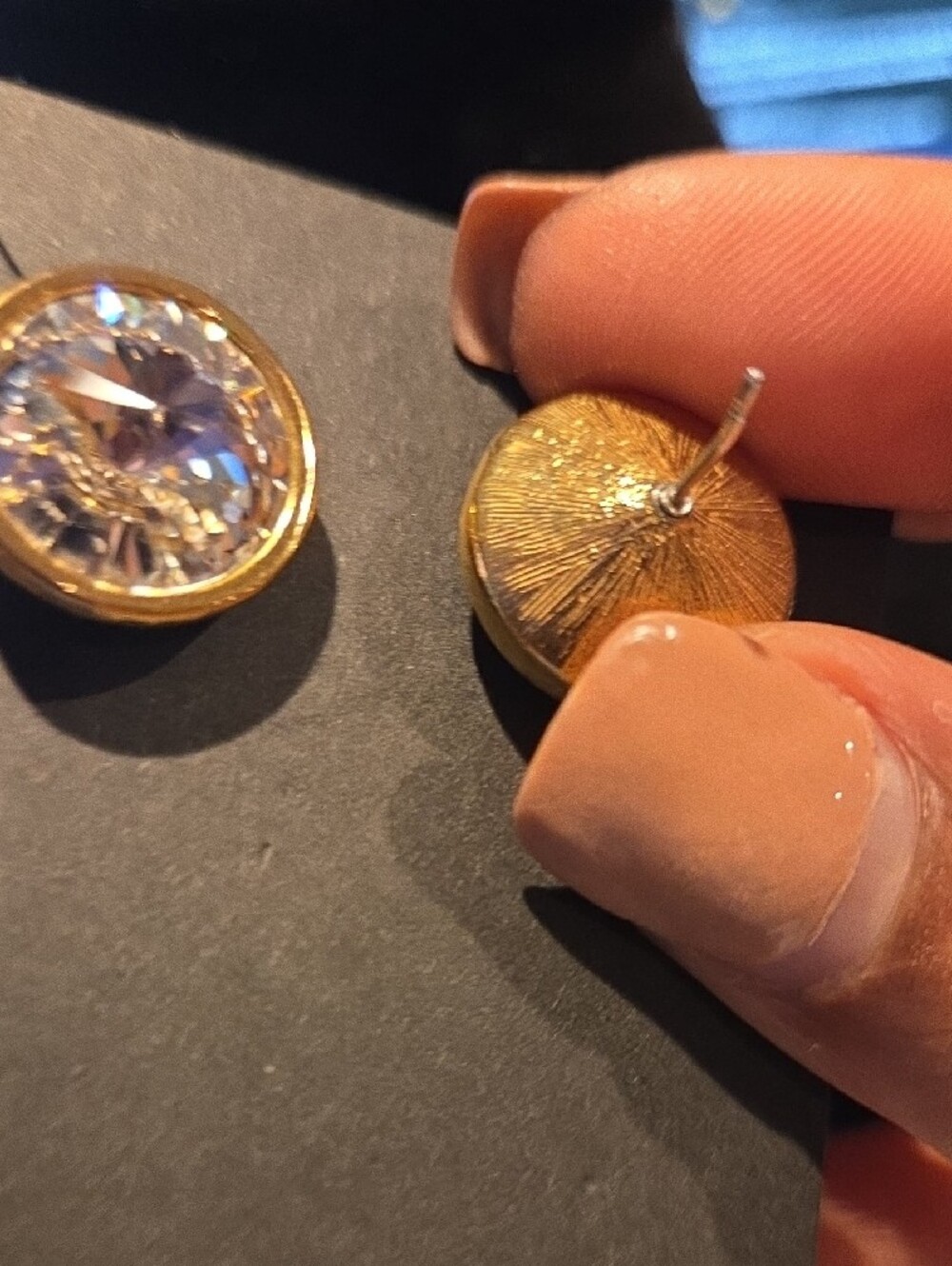 Gold-Tone Clear Crystal Stud Earrings - Women's Jewelry - Picture 4 of 6